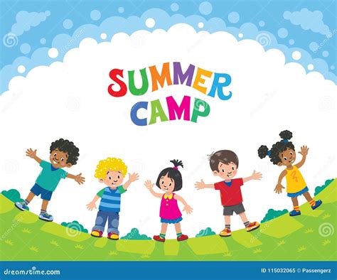 Campamento De Verano Niños E Ilustración Del Vector Ilustración De