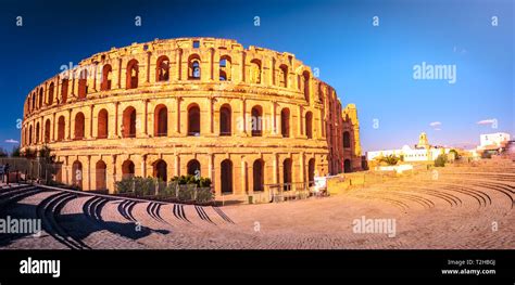 The Beautiful Amphitheatre In El Djem Reminds The Roman Colosseum And