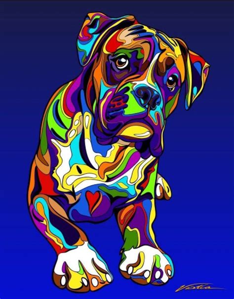 Multi Color Boxer Dog Breed Matted Prints And Canvas Giclées Boxer Dogs
