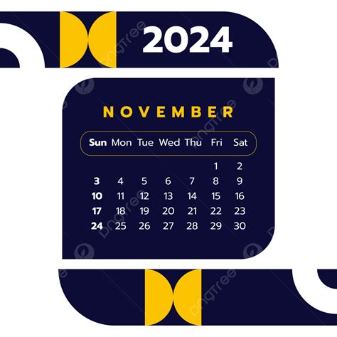 Calendário Novembro 2024 Vetor Png Novembro De 2024 Design De