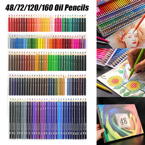 Professional Oil Colored Pencils Set Artist Painting Sketching Wood