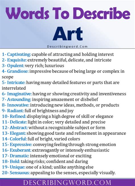 Adjectives For Art Words To Describe Art Describingword