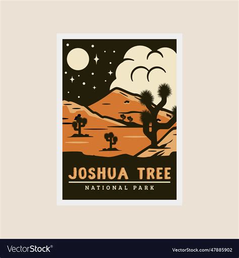 Joshua Tree National Park Print Poster Vintage Vector Image