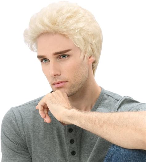 Stfantasy Blonde Wig For Men Male Guy Short Layered Wavy Synthetic Hair