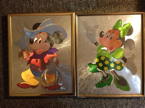 Foil Artprints Disney2 Mickey Mouseminnie Mouse Framedgold1980