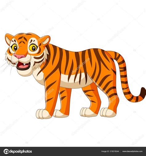 Ilustração Vetorial Tigre Dos Desenhos Animados Isolado Sobre Fundo