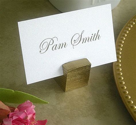 Gold Place Card Holder Wood Cube Place Card Holder Wedding Etsy