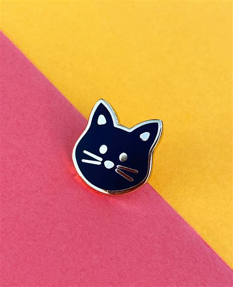 Black Cat Hard Enamel Pin Badge A Great T For Any Cat Etsy Uk