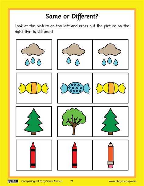 Same Or Different Worksheet Free Printable Puzzle Games