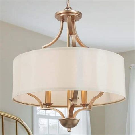 Lnc 3 Light Gold Modern Island Chandelier With White Fabric Shade