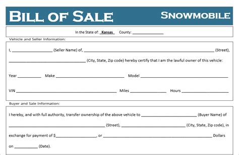 Free Kansas Snowmobile Bill Of Sale Template Off Road Freedom