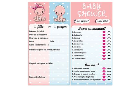 Crintiff 1 Carte Pour Jeu Baby Shower Cartes Pronostics Pour Baby