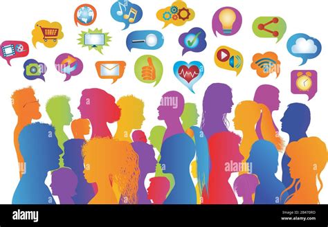 Connecting group of multiethnic people who socialize communicate and