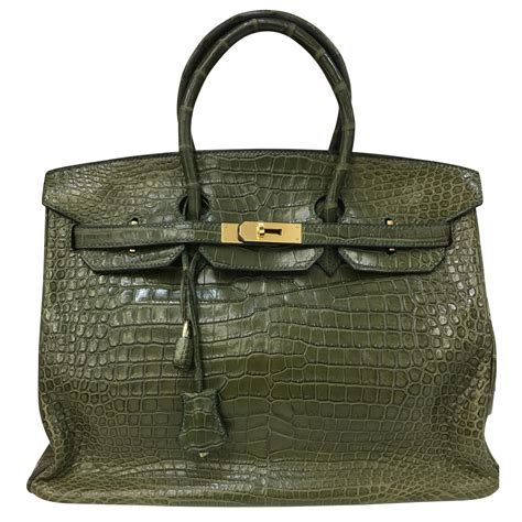 Hermès Birkin Bag 35 Croco Leather In Vert Veronese Green Exotic