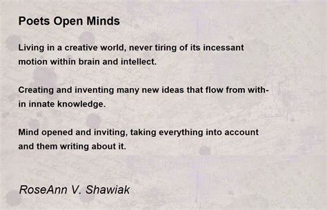 Poets Open Minds Poem By Roseann V Shawiak Poem Hunter