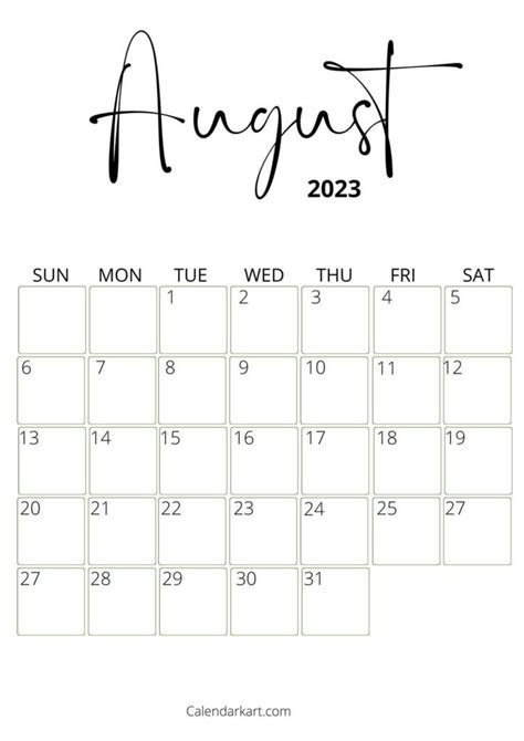 Free Printable August 2023 Calendars Free Printable Calendar