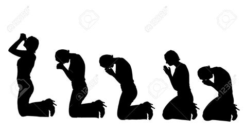 33227960 Vector Silhouette Of A Woman Praying On White Background