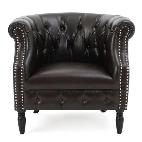 Noble House Amalfi Leather Club Chair Brown