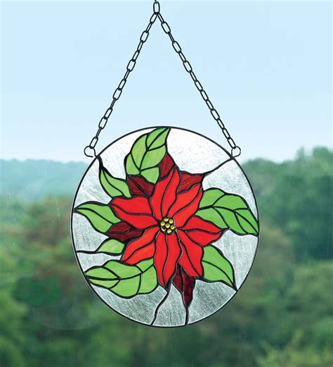 Poinsettia Stained Glass Roundel Wind And Weather