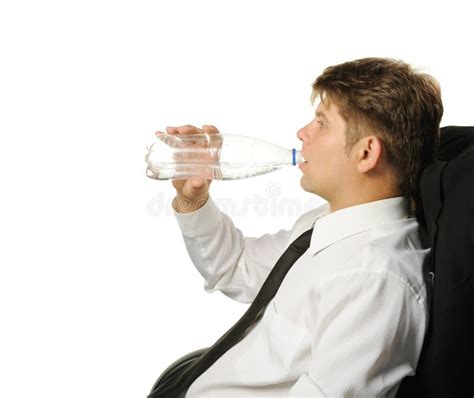 The Businessman Drinking Water From A Bottle Stock Photo Image Of