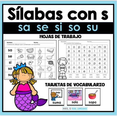 Letra S Silabas Sa Se Si So Su Spanish Resources For K 1 Lecto