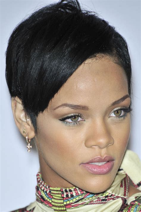 Rihanna Straight Black Side Part Hairstyle Steal Her Style