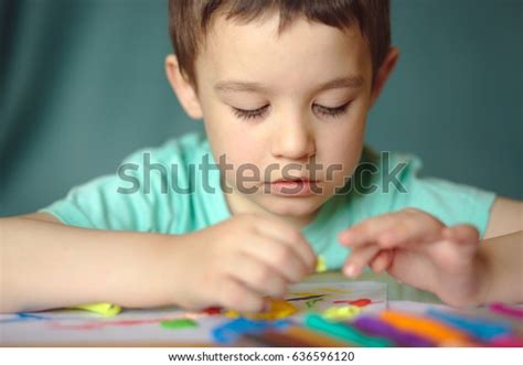 Happy Boy Playing Color Play Dough Stock Photo 636596120 Shutterstock