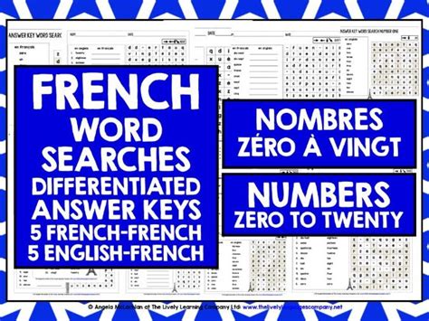 Primary French French Numbers 0 20 Word Searches By