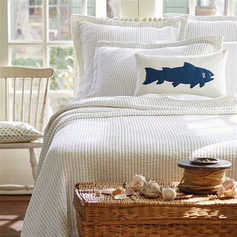 Classic polka dots are woven into this lightweight cotton matelassé sham that is as durable as it is playful. Hudson Indigo Stripe Matelasse - Taylor Linens