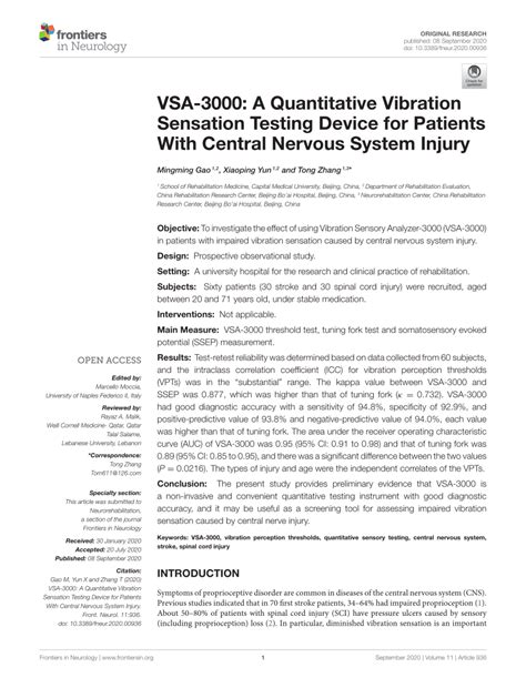 Pdf Vsa 3000 A Quantitative Vibration Sensation Testing Device For