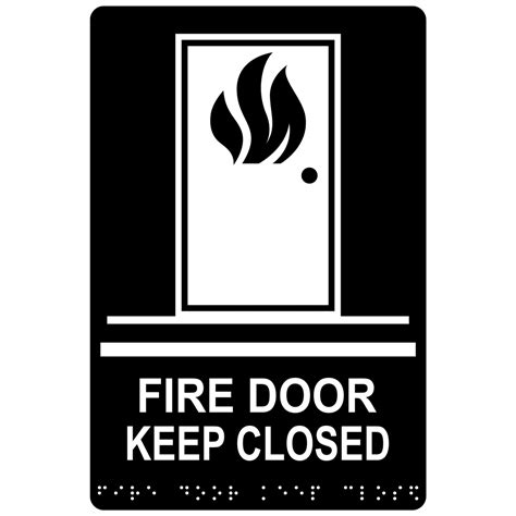 Ada Fire Door Keep Closed Braille Sign Rre 255whtonblk Enter Exit