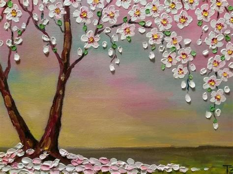 Cherry Blossom Tree Painting Free Shipping Original Oil Impasto