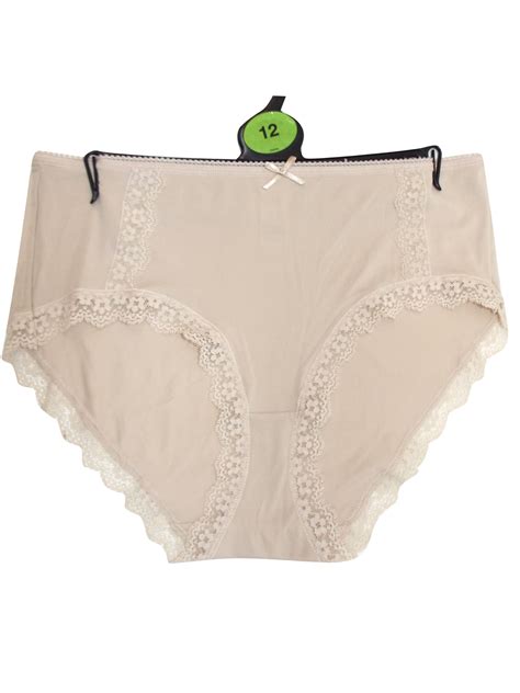 Marks And Spencer Mand5 Almond Lace Trim Midi Knickers Size 12 To 22