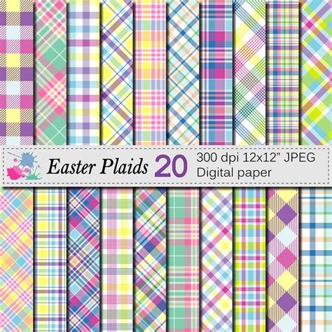 Easter Plaid Digital Paper Spring Pastel Plaid Pattern Plaid Etsy