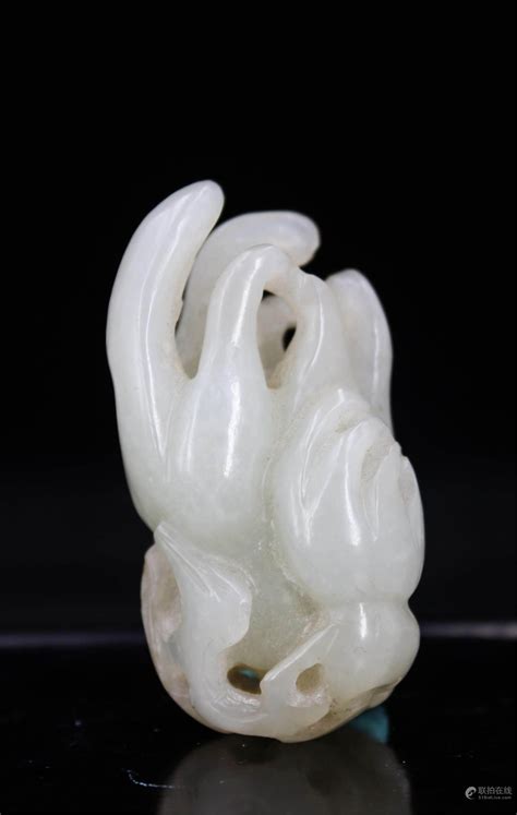 51bidlive Chinese White Jade Carved Fingered Citron Pendant