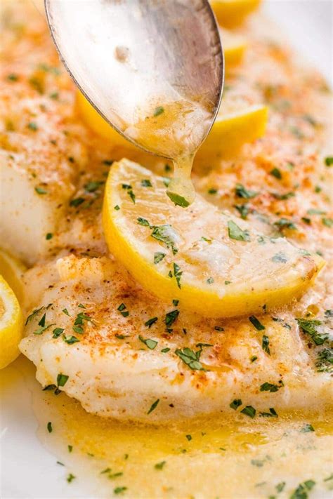 Baked Fish With Lemon Garlic Butter Sauce Aprons