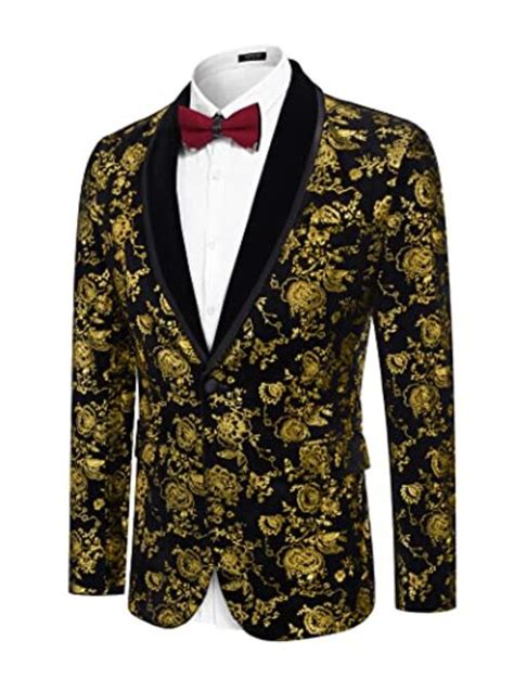 Buy Coofandy Mens Floral Tuxedo Jacket Shawl Lapel One Button Velvet