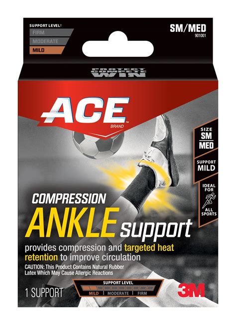 Ace Compression Ankle Support Gray Smallmedium