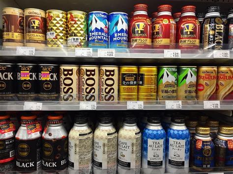 Various Types Of Canned Coffee Sold At Convenience Store Canned Coffee