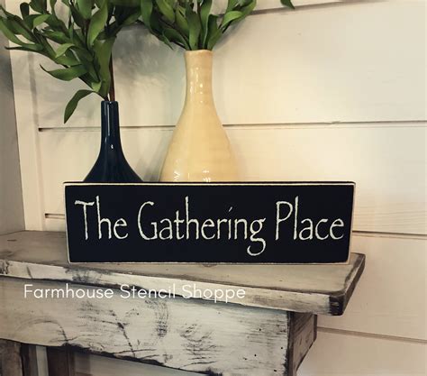 Stencil The Gathering Place 12x35 Reusable Etsy Stencils For Wood