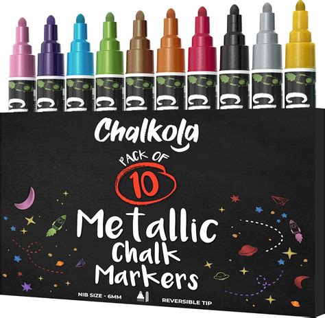 Metallic Chalk Markers 10 Pack Liquid Chalk Pens For Blackboards