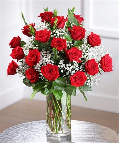 Classic Red Roses With Babies Breath By Carithers Flowers Atlanta