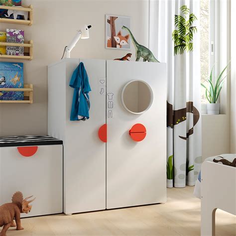 White and dark grey rail widths: SMÅSTAD Wardrobe with pull-out unit - white - IKEA