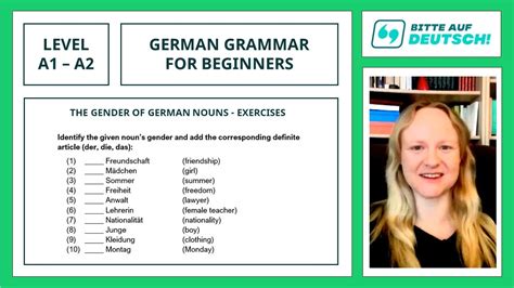 Lesson 18 The Gender Of German Nouns Exercises Learn German Grammar For Beginners A1 A2