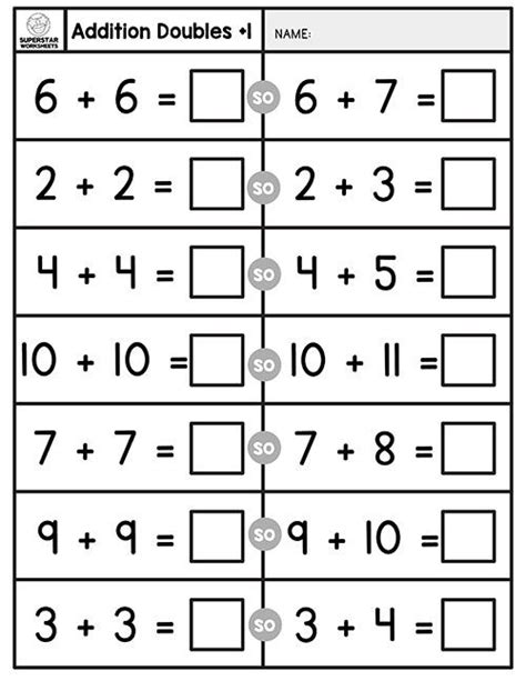 Doubles Addition Worksheets