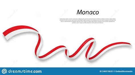 Waving Ribbon Or Banner With Flag Of Monaco Stock Vector