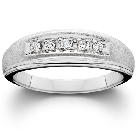 Mens Diamond Wedding Brushed Ring 10k White Gold Ebay