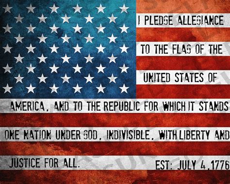 Flag Pledge Printable Pledge Of Allegiance Patriotic Wall Etsy