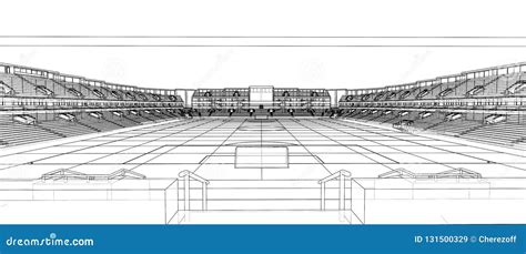 Sketch Of Football Stadium Stock Vector Illustration Of Crowd 131500329