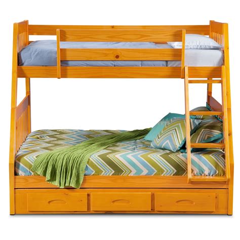 Ranger Twin Over Full Storage Bunk Bed Pine Value City Furniture
